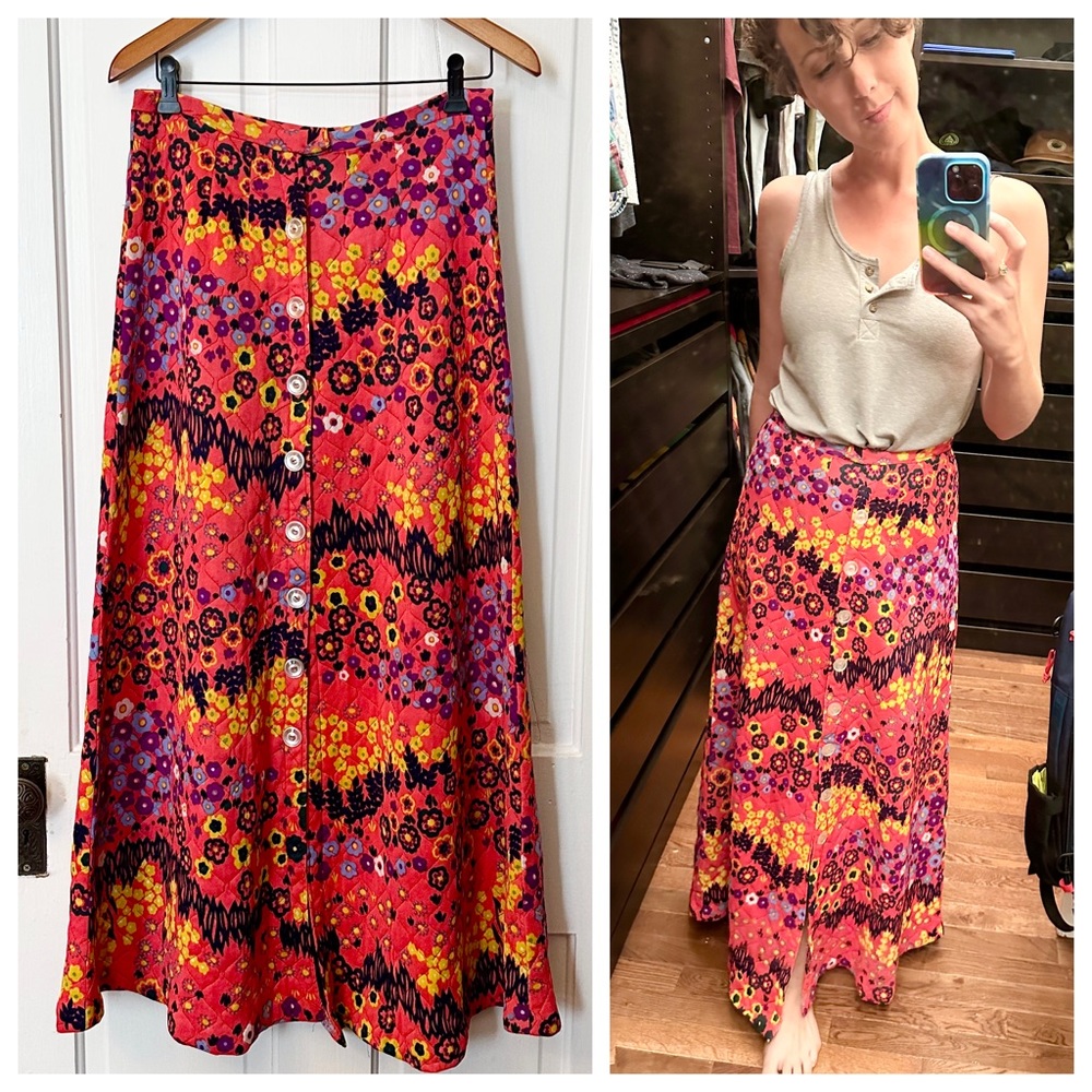 Adorable 60s/70s Quilted Retro Maxi Skirt